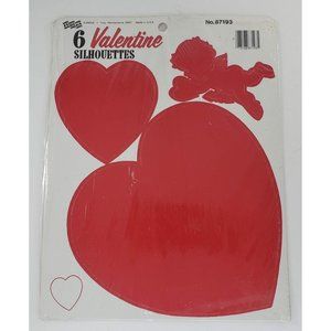 Vintage Eureka 6 Valentine Silhouettes Decorations Die Cut Cupid Hearts NOS